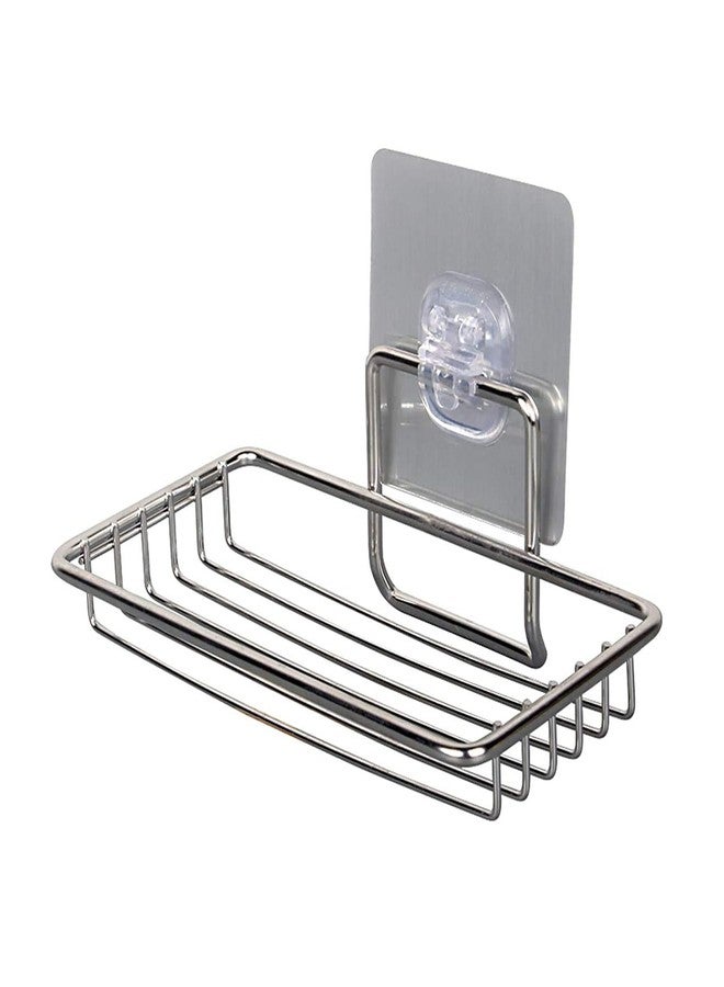 Sulfar Stainless Steel Magic Sticker Series Self Adhesive Soap Holder for Bathroom (Silver) - Image 1